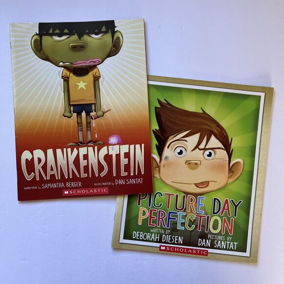 Set Of 2 Childrens Story Books Paperback Crankenstein and Picture Day Perfection - Picture 1 of 10